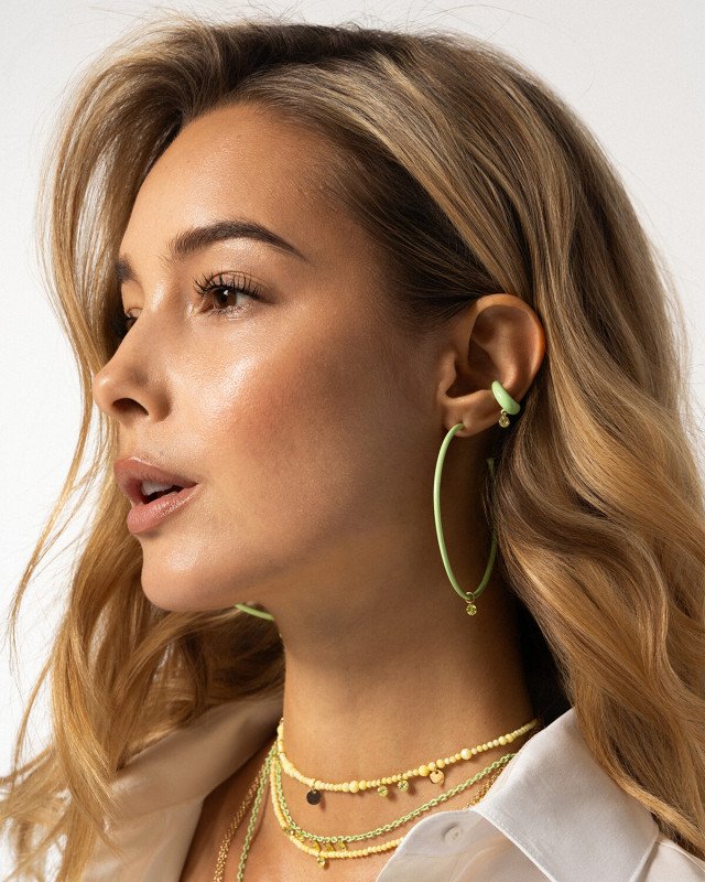 Piercing Mini Hoop Zircone Colorato E Pepite Lime - ear-031 m1 v au